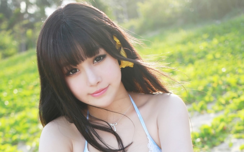 brunette, Xiuren, Asian, outdoors, necklace, 720P, women outdoors, women, face