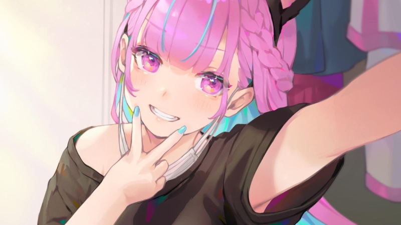 Minato Aqua, 1080P, pink hair, anime girls