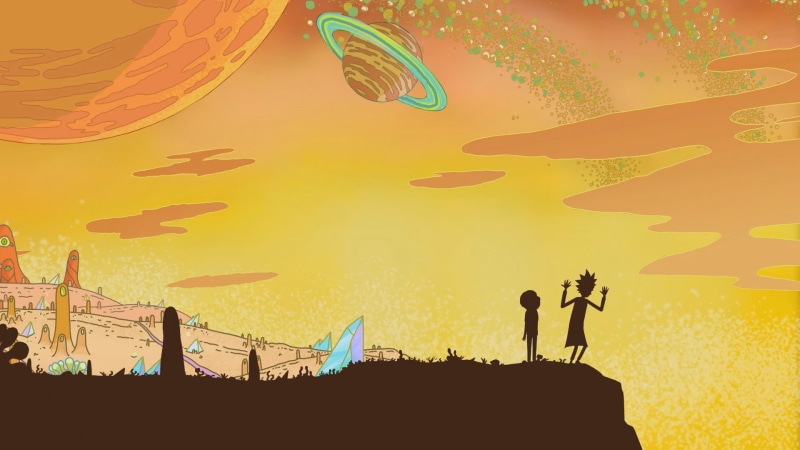 rick, silhouette, lifestyles, flying, the animated series, representation, nature, Rick and Morty, cartoon, art and craft, sky, digital composite, real people