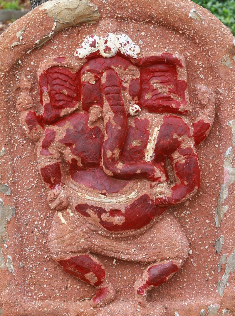 ganesha, close-up, day, indoors, no people, sweet, hindu, food, ready-to-eat, red, high angle view, sweet food, statue, temptation, indulgence, goddess