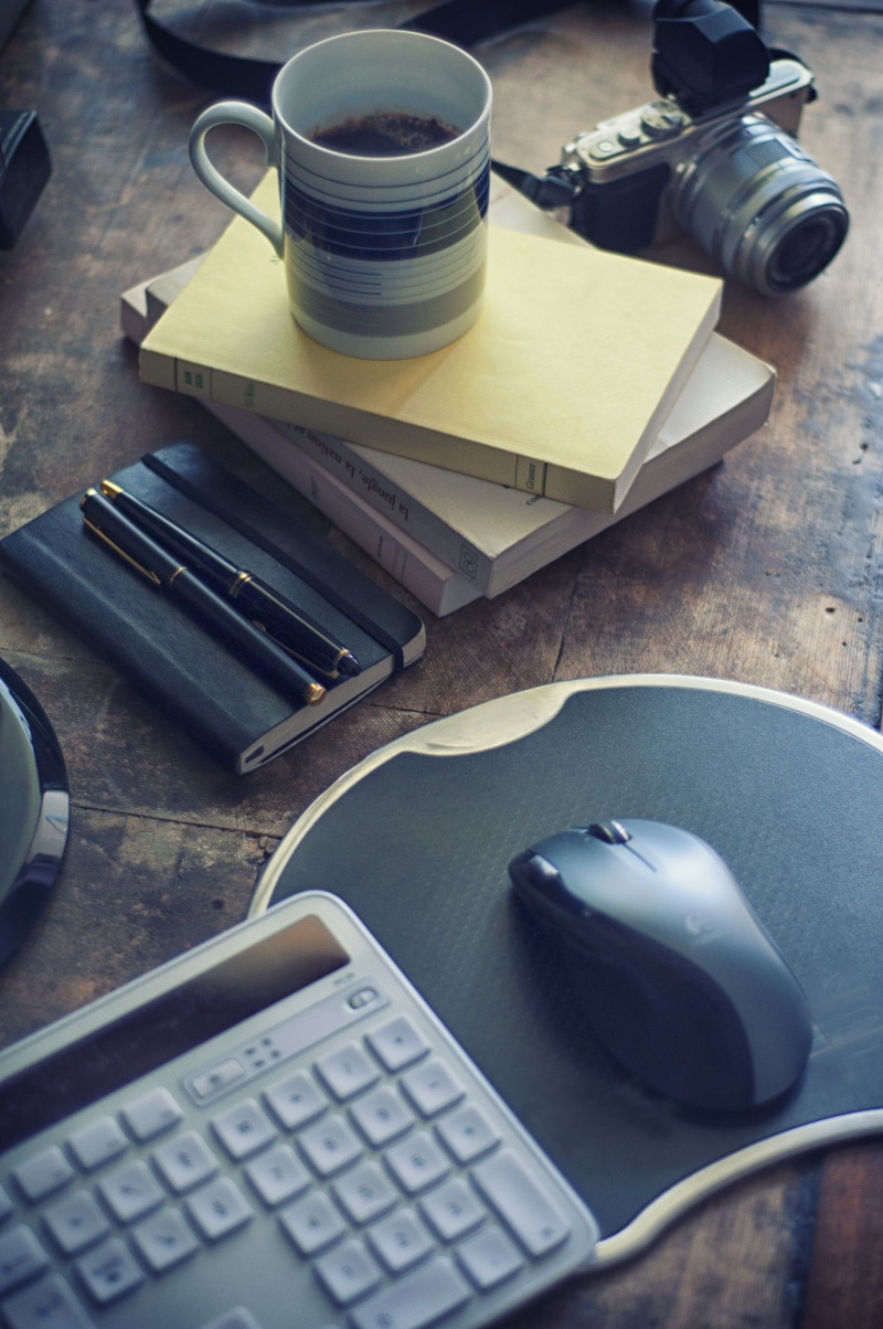 book, computer, to write, wooden, board, business, indoors, brown, coffee, cup, books, no people, mouse, organization, home office, 4K, food and drink