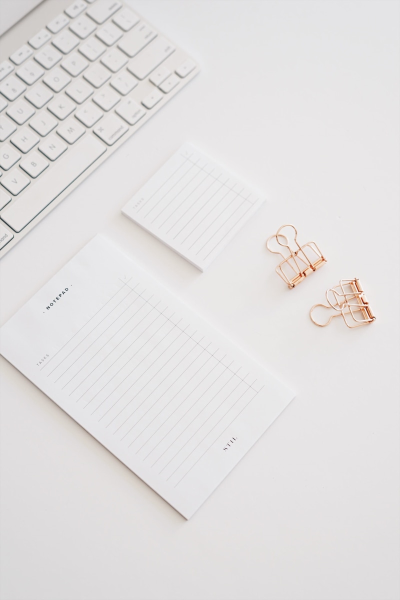 computer, paper, pC, notepad, no People, business, equipment, note Pad, computer Keyboard, clips, clip, office, blank, table, near, white, laptop, 2K