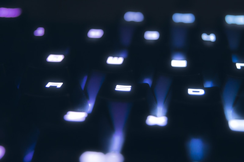rgb, close-up, light, nightlife, connection, backgrounds, text, gamer, full frame, illuminated, technology, keyboard, computer keyboard, no people, wasd