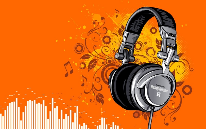 stereo, headphones, ad, headphone, 1080P, wired, illustration, black, gray, music, dynamic
