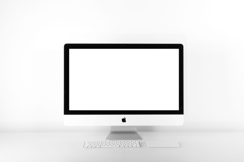 electronics, flat screen, device screen, liquid-crystal display, studio shot, connection, office space, clean, keyboard, desk top, sufrace, mac, computer monitor