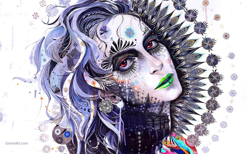 Minjae Lee, painting, 720P, greno89, artwork, women, face