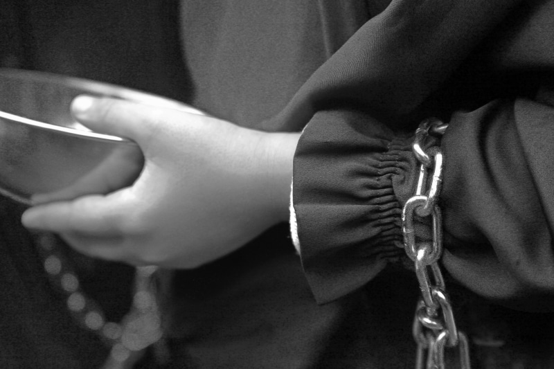 standing, the prisoner, shackles, women, grey, people, art, men, innocent child, convicted child, black and white, womens, aesthetics, fashion, photo, the golden ratio
