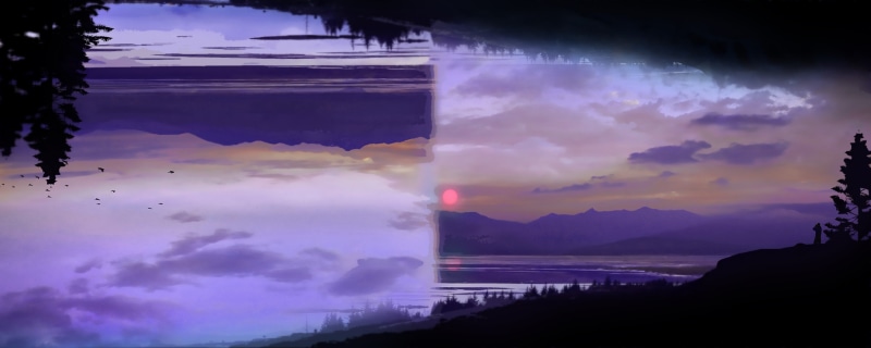 nature, 2K, lake, shattered, landscape, glitch art, mountains