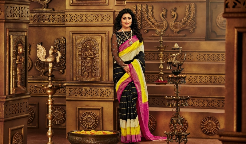 Saree, portrait, ornate, one person, 2K, Ethnic wear, standing, clothing, young adult, adult, beautiful woman, full length, Actress, women, looking at camera