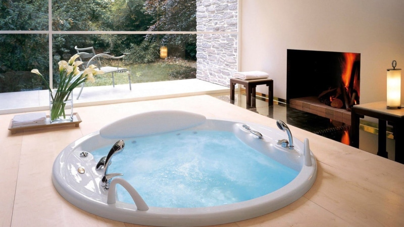 architecture, ceramic, interior, luxury, nature, domestic room, swimming pool, hot tub, furniture, plant, comfortable, modern, wealth, no people, bathtub