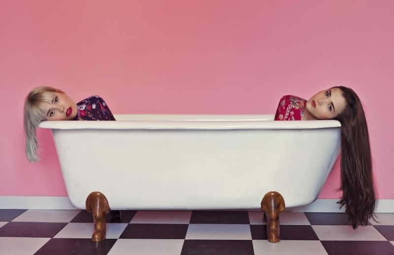 flooring, 1080P, looking at camera, togetherness, young adult, people, pink color, long hair, model, adult, two people, emotion, love, domestic room, table