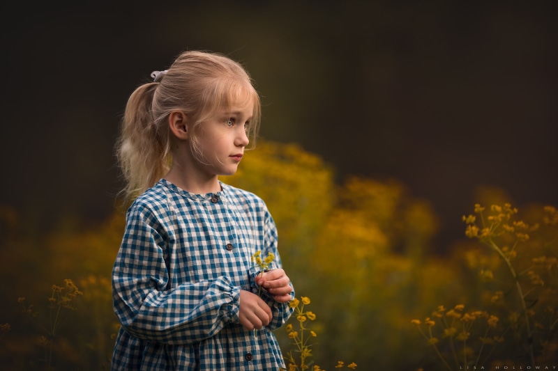 Lisa Holloway, innocence, blonde, children, depth of field, ponytail, flowers, 1080P