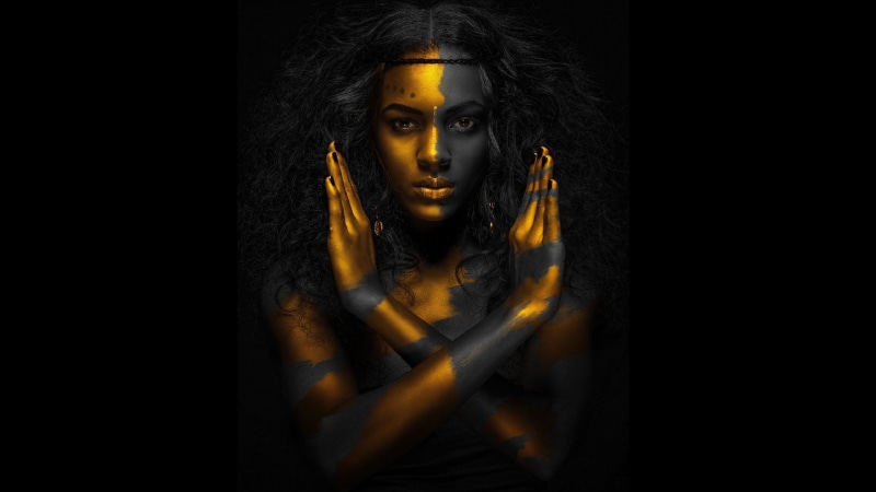 faraon, black, woman, gold, 1080P, magic, egipt, bodypaint