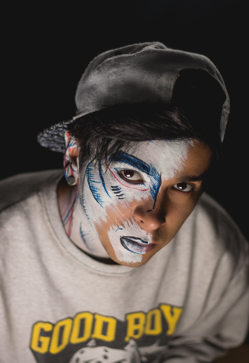 dark, color Image, black Color, s, bizarre, 5K, fashion, face Paint, men, halloween, stage Make-up, pose, portrait, creativity, style, gray, face, human Face