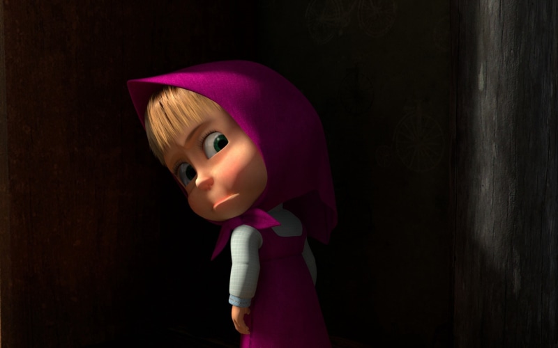sundress, 1080P, girl, look, Masha, half a turn, in the dark, Masha and the Bear, shawl, resentment