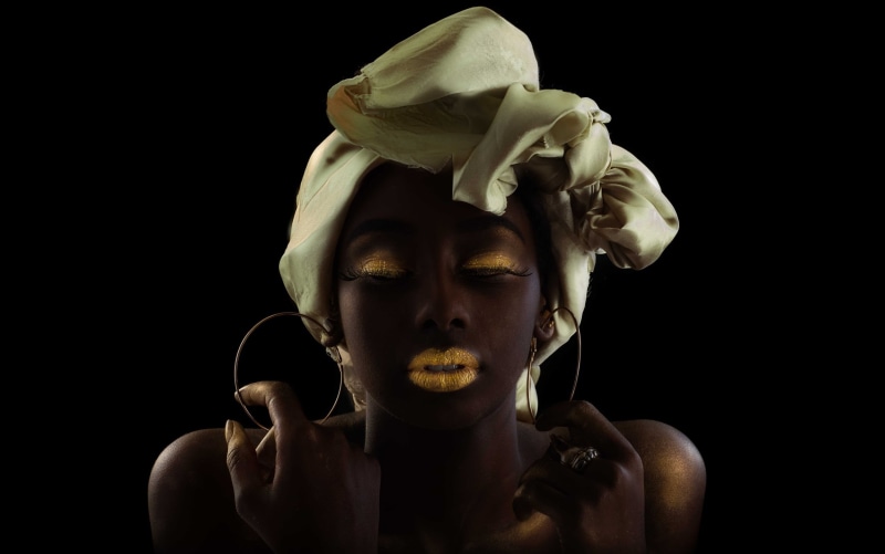 girl, African-American, 1080P, style, shawl, make-up
