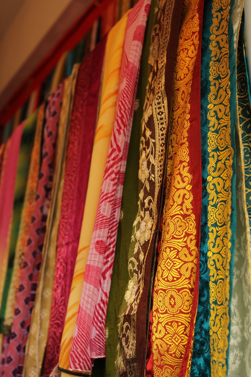 multi colored, scarf, arrangement, sari, 5K, no people, female, full frame, person, close-up, fashion, shawl, hanging, clothing, costume, dupatta, indian bracelets