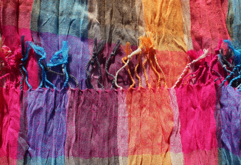  no people, the art of, scarves, full frame, choice, textured, color, backgrounds, hanging, retail, shawl, textile, day, 4K, web, red, business