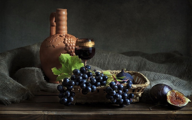 720P, Leaf, Grapes, Pitcher, Photography, Wine, Still Life