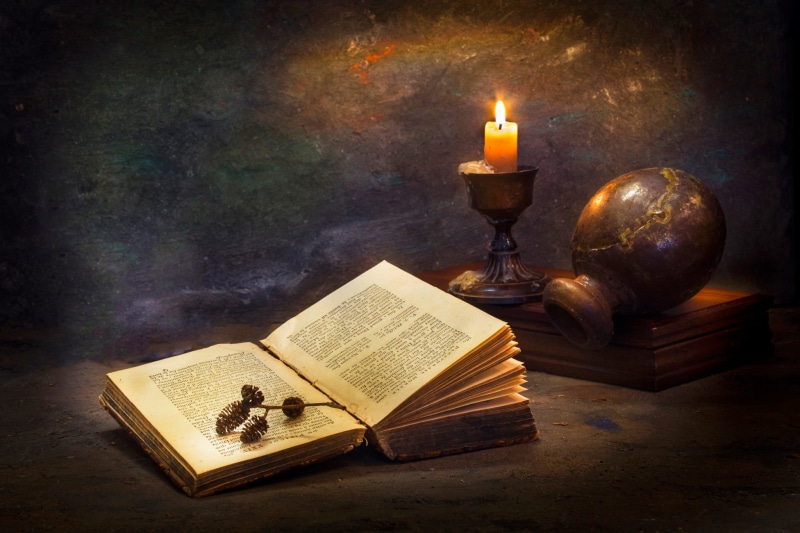book, lamp, no people, old, publication, beside, fire - natural phenomenon, fire, 1080P, indoors, burning, wood - material, lighting equipment, pitcher