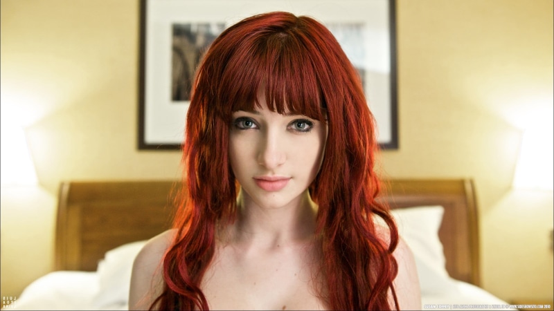 dyed hair, readhead, Susan Coffey, model, redhead, beauty, woman, women, one person, adult, portrait, hair, dyed red hair, 1080P, looking at camera, long hair