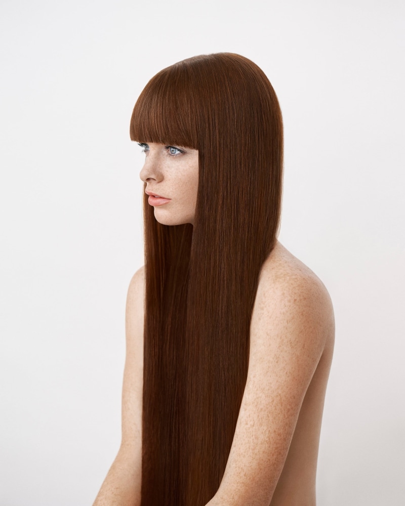 long hair, young adult, hairstyle, individuality, readhead, portrait, adult, brown hair, hair care, indoors, contemplation, straight hair, women, beautiful woman
