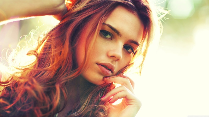 face, model, 4K, women, painted nails, portrait, readhead