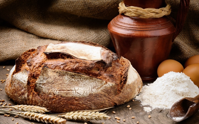 basket, freshness, food And Drink, table, whole Wheat, cereals, baked, wholegrain, jute, ingredient, barley, close-up, homemade, organic, loaf of Bread
