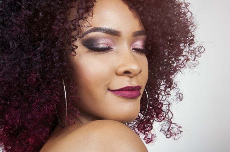 human body part, young women, beauty, smokey, curly, purple, clean, glamour, hair, look, young adult, attractive, red, one person, make-up, wearing, headshot