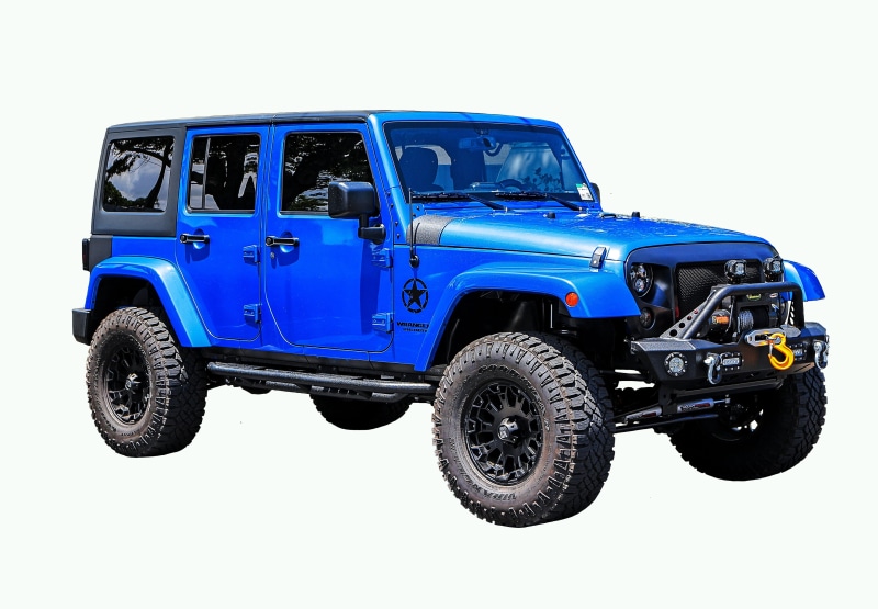 vehicle, blue, 4x4, side view, mode of transportation, black, wrangler, no people, copy space, transportation, land vehicle, png, jeep, all terrain, suv