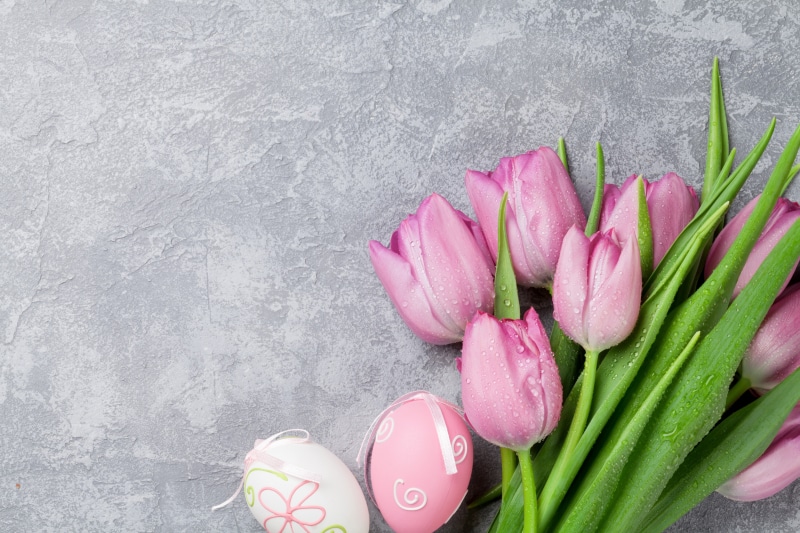 decoration, tulips, 5K, Easter, spring, pastel, pink, eggs, Happy, tender
