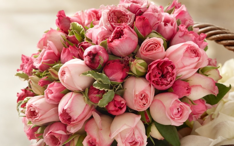 flowers, 1080P, pink, roses, bouquet