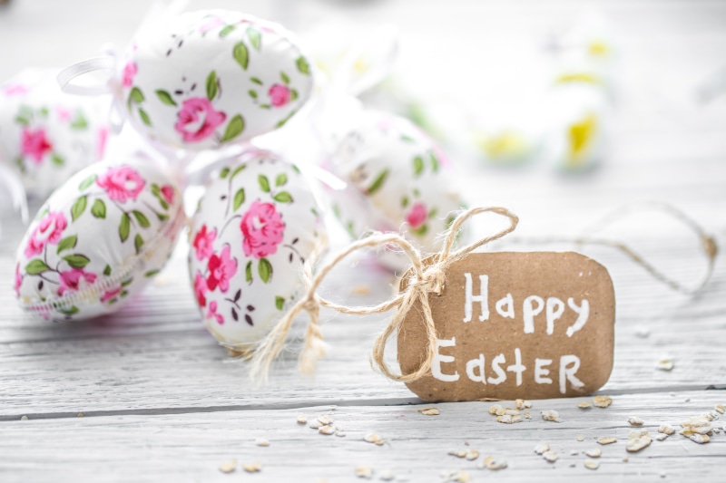 easter, pink, white, card, Happy Easter!, deco, egg, flower, 5K
