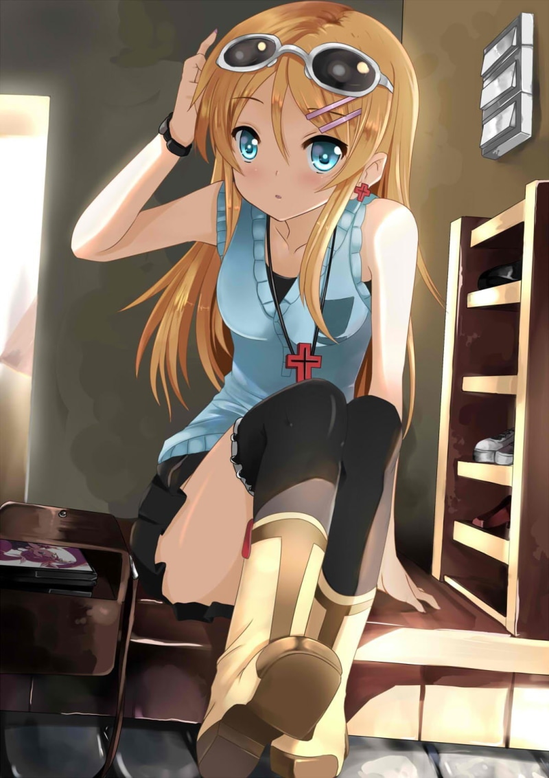 offspring, healthcare and medicine, representation, sitting, 720P, robot, blue, adult, top, wearing, illustration, fun, people, human representation, Kousaka Kirino