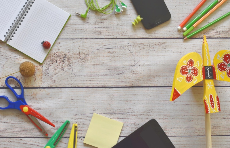 pen, multi colored, wood - material, no people, writing instrument, red, scissors, autumn, celebration, flat lay, paper, creativity, 4K, fall, flatlay