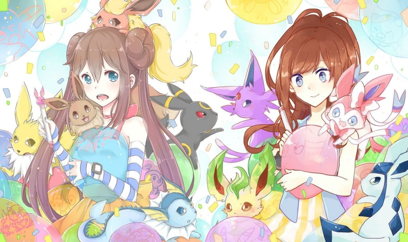 flareon, 720P, hsiao, brown, leafeon, k40633, blue, jolteon, mei, pokemon, eyes, hair, glaceon, eevee, girls, espeon