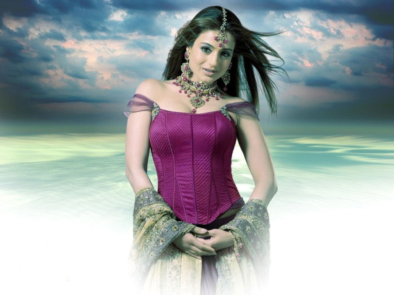 fashion, Amisha Patel, outdoors, gray, sky, three quarter length, dress, young women, adult, amisha, beautiful, hairstyle, pink color, 480P, pink, beauty