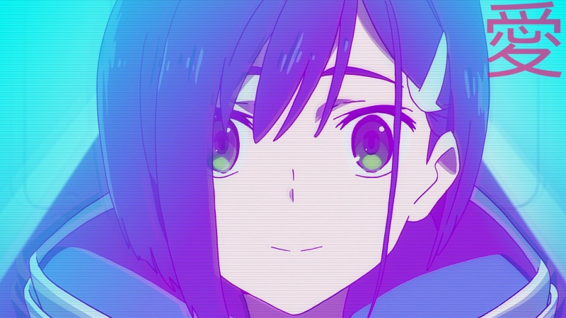 1080P, blue, anime girls, Darling in the FranXX, anime, vaporwave, Ichigo (Darling in the FranXX), white skin, dark hair