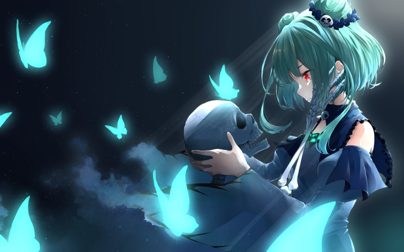 white skin, anime girls, anime, 2K, fan art, red eyes, Uruha Rushia, Hololive