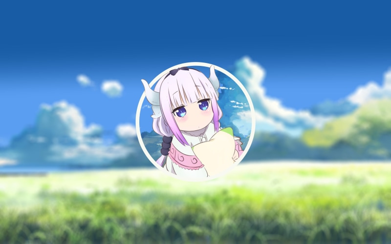 picture-in-picture, 2K, white hair, blue, anime, white skin, Kanna Kamui (Kobayashi-san Chi no Maid Dragon), blurred, Kobayashi-san Chi no Maid Dragon