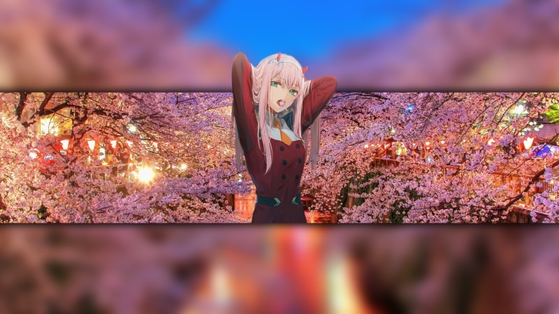 Zero Two (Darling in the FranXX), fan art, 4K, pink hair, Darling in the FranXX, picture-in-picture, anime, pink, anime girls, piture in picture, blurred