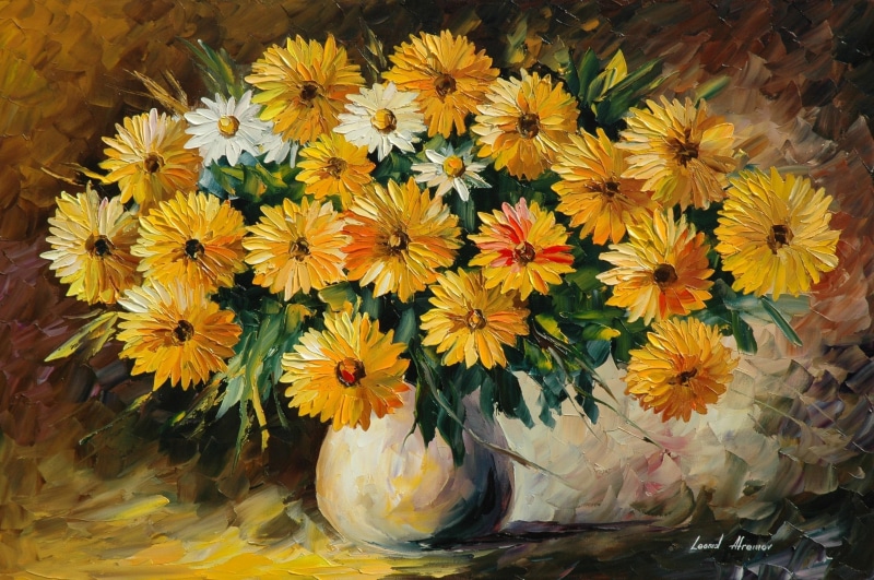 painting, vase, flowers, pictures, bouquet, hd, 2K