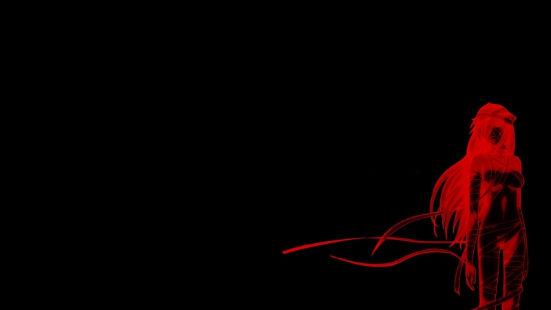 anime girls, minimalism, anime, red, Elfen Lied, Nyu, 1080P