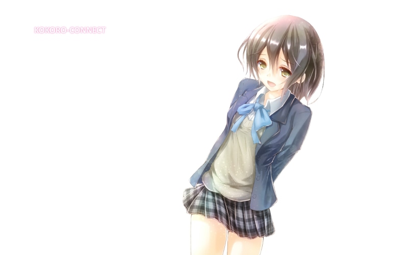 himeko, yellow, seifuku, hair, tears, short, inaba, connect, bow, eyes, asahi, kokoro, black, nyu, skirt, 2K