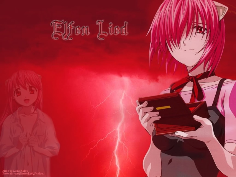 Anime Girls, 480P, Nyu, Lucy, Red Eyes, Elfen Lied, Lilium, Pink Hair, anime