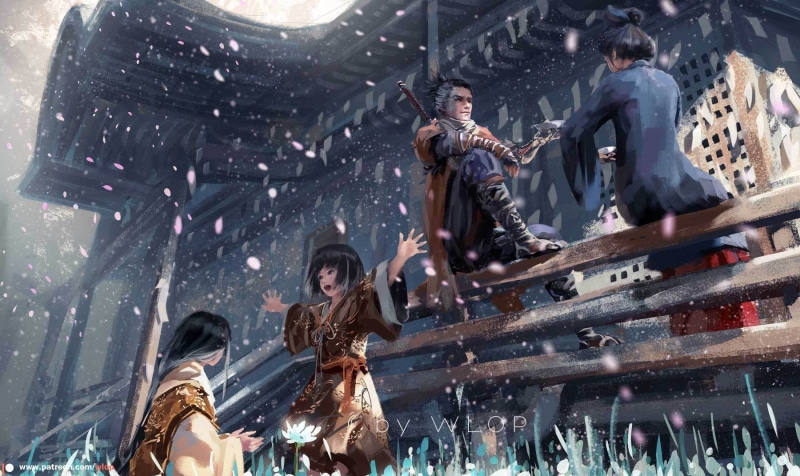 anime girls, WLOP, 720P, snow, anime boys, video games, sekiro, Video Game Art, anime