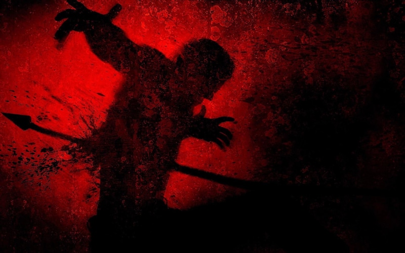 1080P, 1920x1200, murder, spear, artistic, man, silhouette, stab, shadow