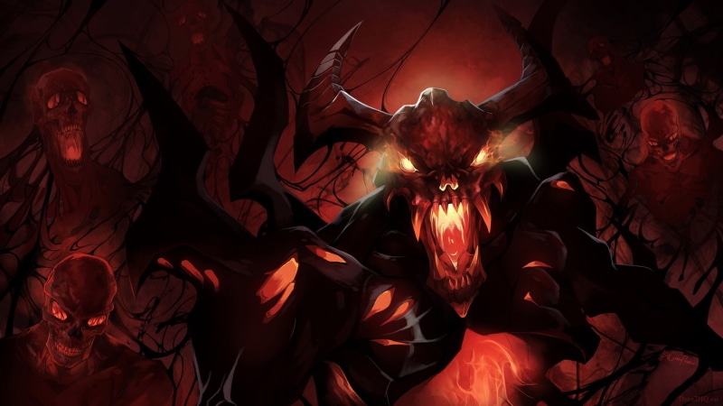 Nevermore, flowering plant, Shadow fiend, close-up, red, backgrounds, no people, pattern, digital composite, 1080P, Art, night, Dota 2, flower, fragility