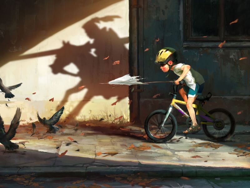 anime boys, 2K, bicycle, shadow fiend