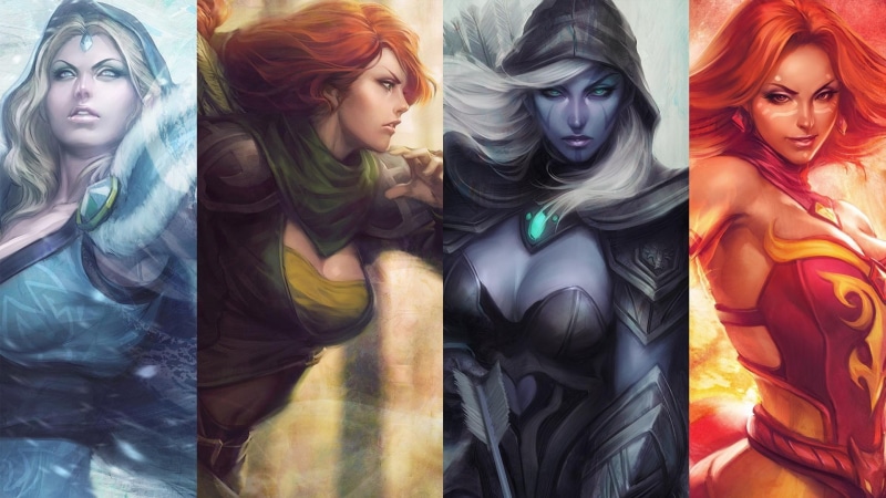 ArtGem, Lina, 1080P, Drow Ranger, video games, collage, Lina (Dota 2), Rylai, Dota 2, Windranger